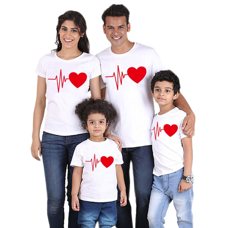 Heartbeat Printed Outfit for Family