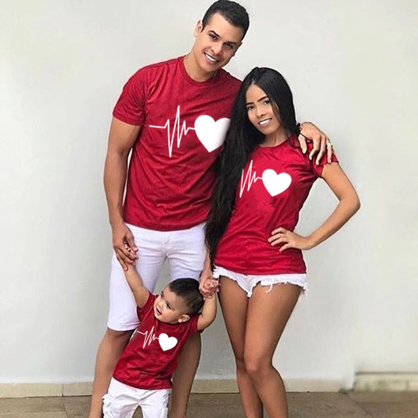 Heartbeat Printed Outfit for Family