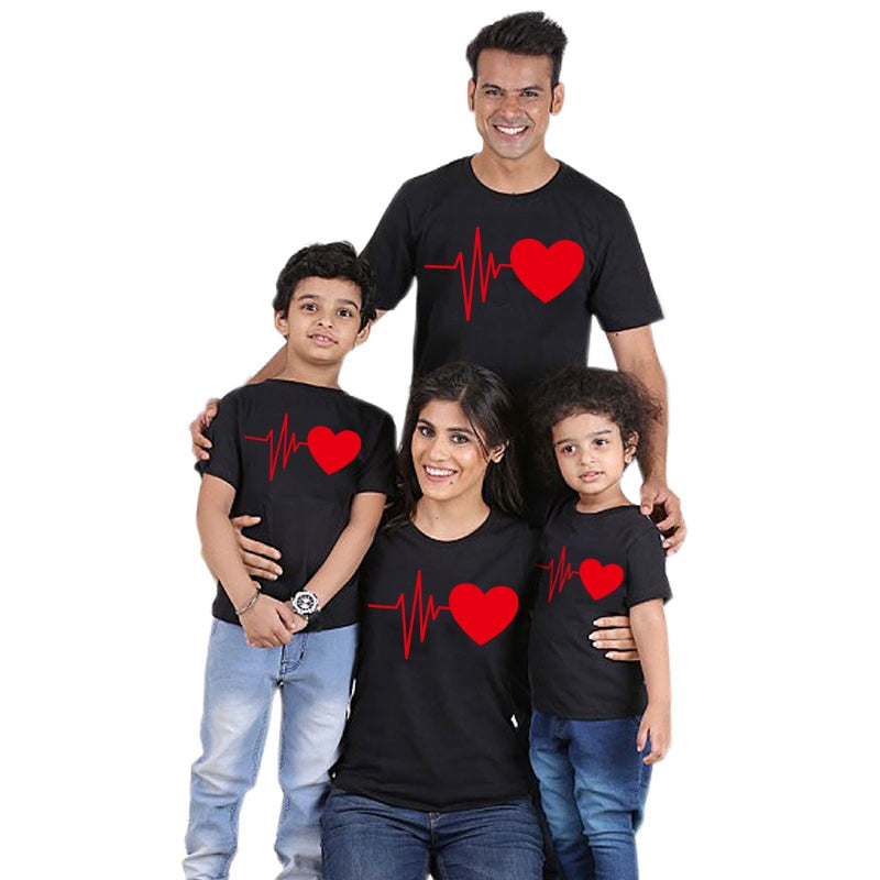 Heartbeat Printed Outfit for Family